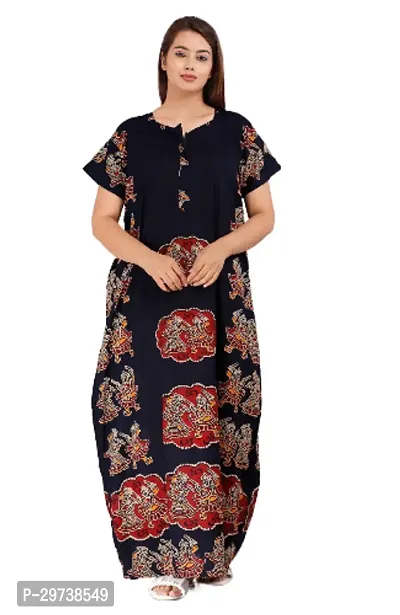 Stylish Black Cotton Blend Printed Nighty For Women-thumb0