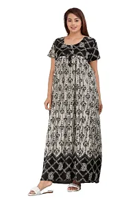 Stylish Grey Cotton Blend Printed Nighty For Women-thumb2