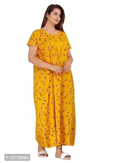 Stylish Yellow Cotton Blend Printed Nighty For Women-thumb0