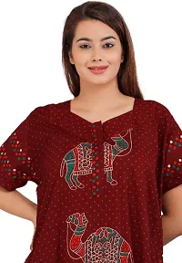 Stylish Maroon Cotton Blend Printed Nighty For Women-thumb1