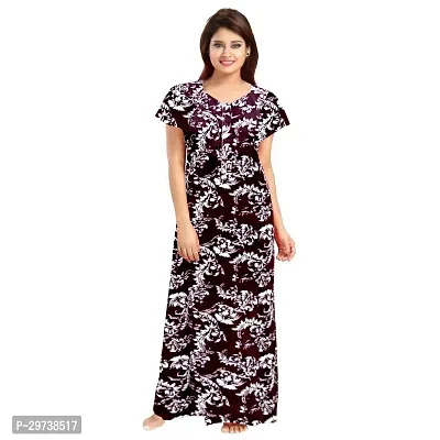 Stylish Black Cotton Blend Printed Nighty For Women-thumb0