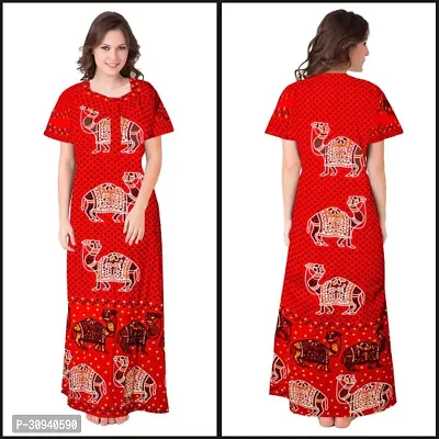 Elegant Cotton Blend Printed Nighty For Women-thumb0