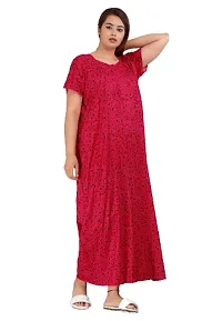 Stylish Red Cotton Blend Printed Nighty For Women-thumb1