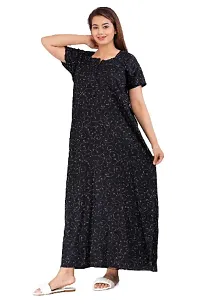 Stylish Black Cotton Blend Printed Nighty For Women-thumb1