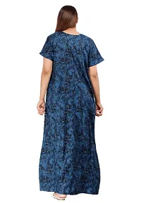 Stylish Blue Cotton Blend Printed Nighty For Women-thumb2