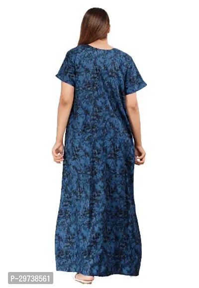 Stylish Blue Cotton Blend Printed Nighty For Women-thumb3