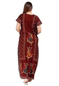 Stylish Brown Cotton Blend Printed Nighty For Women-thumb2