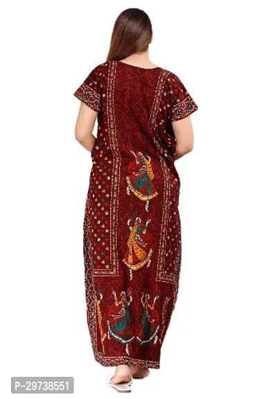 Stylish Brown Cotton Blend Printed Nighty For Women-thumb3