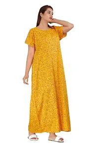 Stylish Yellow Cotton Blend Printed Nighty For Women-thumb1