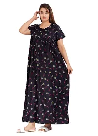 Stylish Black Cotton Blend Printed Nighty For Women-thumb1