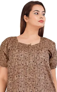 Stylish Beige Cotton Blend Printed Nighty For Women-thumb1