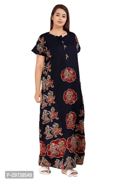 Stylish Black Cotton Blend Printed Nighty For Women-thumb2