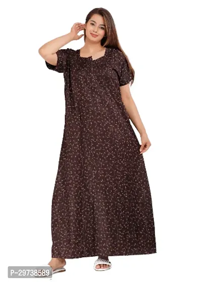 Stylish Black Cotton Blend Printed Nighty For Women-thumb0