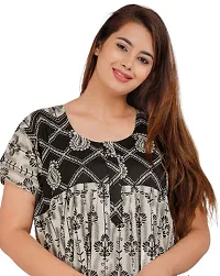 Stylish Grey Cotton Blend Printed Nighty For Women-thumb1