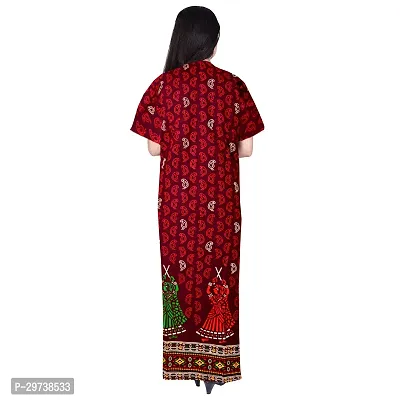 Stylish Brown Cotton Blend Printed Nighty For Women-thumb2