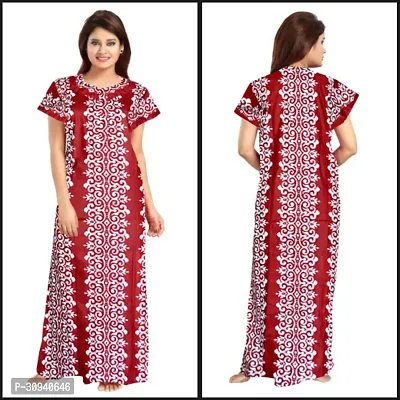 Elegant Cotton Blend Printed Nighty For Women-thumb0