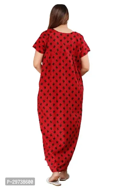 Stylish Red Cotton Blend Printed Nighty For Women-thumb4