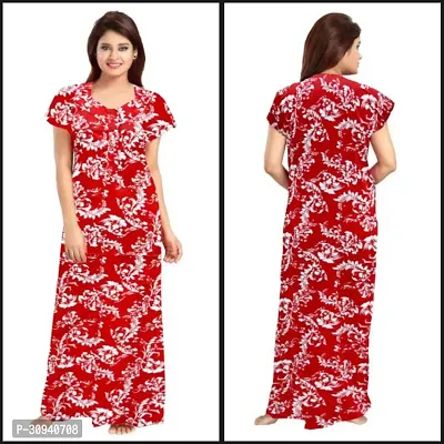 Elegant Cotton Blend Printed Nighty For Women-thumb0