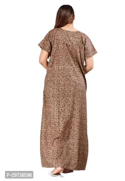 Stylish Beige Cotton Blend Printed Nighty For Women-thumb3