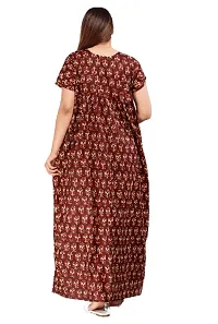 Stylish Brown Cotton Blend Printed Nighty For Women-thumb2