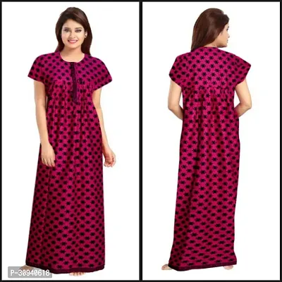 Elegant Cotton Blend Printed Nighty For Women-thumb0