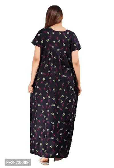 Stylish Black Cotton Blend Printed Nighty For Women-thumb3