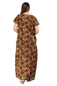 Stylish Brown Cotton Blend Printed Nighty For Women-thumb2