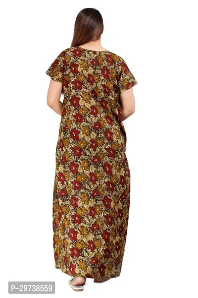 Stylish Brown Cotton Blend Printed Nighty For Women-thumb3