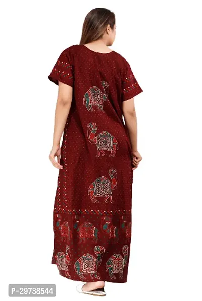 Stylish Maroon Cotton Blend Printed Nighty For Women-thumb3