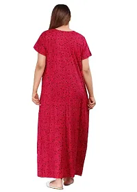 Stylish Red Cotton Blend Printed Nighty For Women-thumb3