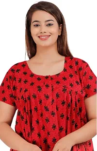 Stylish Red Cotton Blend Printed Nighty For Women-thumb2