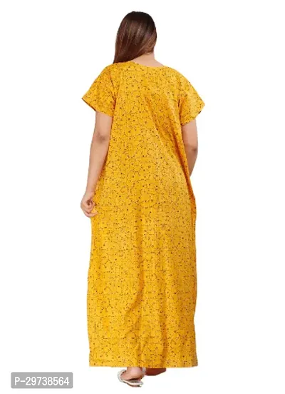 Stylish Yellow Cotton Blend Printed Nighty For Women-thumb3