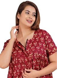 Stylish Brown Cotton Blend Printed Nighty For Women-thumb1