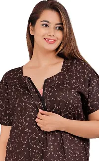 Stylish Black Cotton Blend Printed Nighty For Women-thumb1