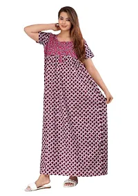 Stylish Pink Cotton Blend Printed Nighty For Women-thumb1