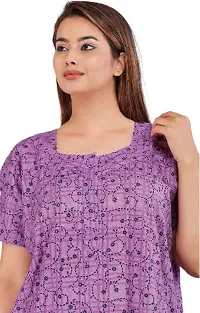 Stylish Blue Cotton Blend Printed Nighty For Women-thumb1