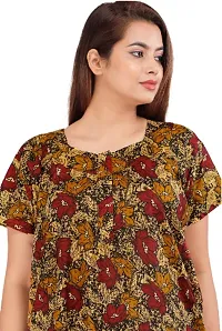 Stylish Brown Cotton Blend Printed Nighty For Women-thumb1