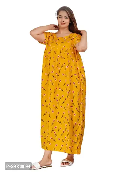 Stylish Yellow Cotton Blend Printed Nighty For Women-thumb2