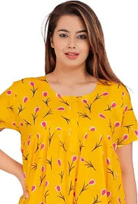 Stylish Yellow Cotton Blend Printed Nighty For Women-thumb2