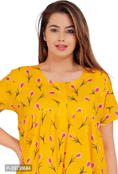 Stylish Yellow Cotton Blend Printed Nighty For Women-thumb3