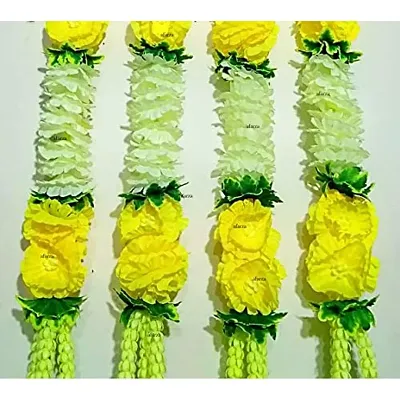 afarza Home Decor Artificial Flower Garland toran latkan for Door Decoration Main gate Wall Hanging Diwali Size 2.5 ft (Yellow Cream, 4 Strings)