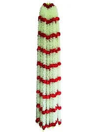 AFARZA; CHOICE GOOD FEEL GOOD Artificial Mogra Jasmine with Red Flower Garland String Toran Ladi (Natural Mogra Colour, 5 ft) - Pack of 4 Strings-thumb1