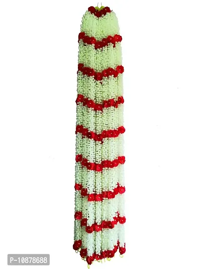 AFARZA; CHOICE GOOD FEEL GOOD Artificial Mogra Jasmine with Red Flower Garland String Toran Ladi (Natural Mogra Colour, 5 ft) - Pack of 4 Strings-thumb2