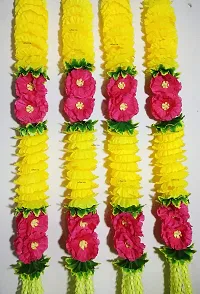afarza Door Wall Hanging Artificial Flower toran Garland for Home Decoration Size 2.5 ft-Pack of 4 Strings (Pink Yellow)-thumb2