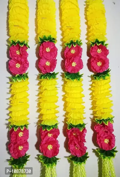 afarza Door Wall Hanging Artificial Flower toran Garland for Home Decoration Size 2.5 ft-Pack of 4 Strings (Pink Yellow)-thumb3