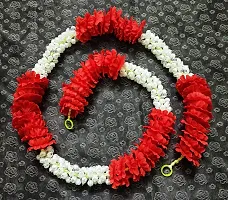 AFARZA; CHOICE GOOD FEEL GOOD Artificial Mogra Jasmine Flower Toran Garland String for Home Door Decoration (White Red , Size 5 feet) - Pack of 4-thumb2
