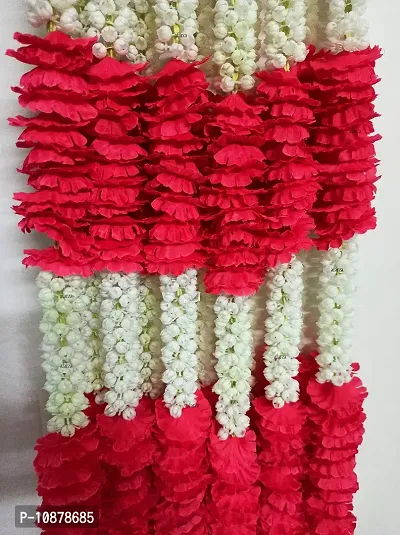 AFARZA; CHOICE GOOD FEEL GOOD Artificial Mogra Jasmine Flower Toran Garland String for Home Door Decoration (White Pink , Size 5 feet) - Pack of 4