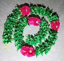 AFARZA Artificial Flower toran Garland Lady Wall Hanging for Home Door Decoration, for Main Door Hanging Pack of 4 Strings Size 5ft (Green Pink)-thumb2