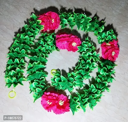 AFARZA Artificial Flower toran Garland Lady Wall Hanging for Home Door Decoration, for Main Door Hanging Pack of 4 Strings Size 5ft (Green Pink)-thumb3