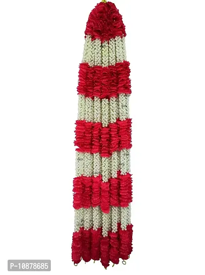 AFARZA; CHOICE GOOD FEEL GOOD Artificial Mogra Jasmine Flower Toran Garland String for Home Door Decoration (White Pink , Size 5 feet) - Pack of 4-thumb2